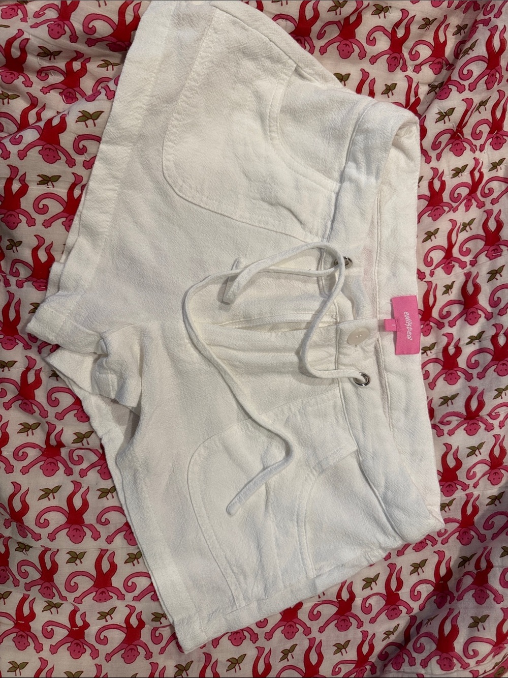 Edikted white linen zipper fly drawstring shorts. Size Small. Perfect condition